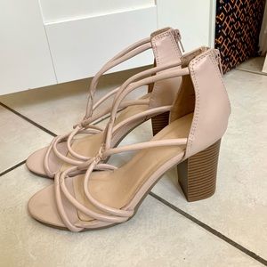 Charlotte Russe Strappy Light Pink Chunky Heels